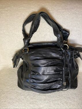 Cynthia Rowley Black Women’s Ruched Leather Shoulder Bag